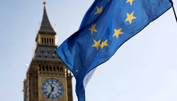 Westminster and EU flag